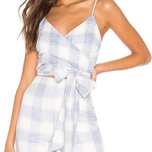 Lovers and friends gingham blue tie top